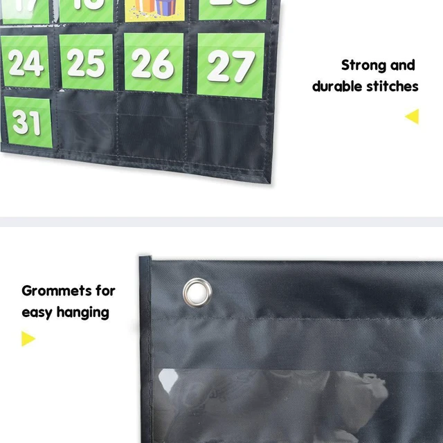 Alt view image 5 of 7 - Classroom Monthly Calendar Pocket Chart with 71 Cards for Kids Learning for Home,Homeschool Supplies and Classroom Must Haves!(Black)