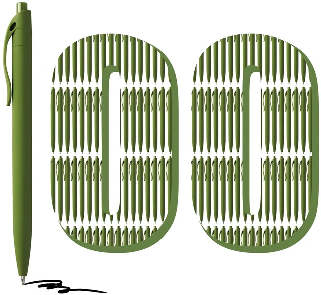 Main image of 100 Pack No Bleed Sage Green Barrel Click Pens, Wholesale Retractable Ballpoint Pens, Medium Point, Smooth Ink, 1.0MM Black Ink