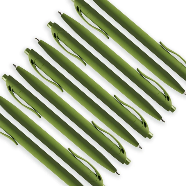 Alt view image 3 of 5 - 100 Pack No Bleed Sage Green Barrel Click Pens, Wholesale Retractable Ballpoint Pens, Medium Point, Smooth Ink, 1.0MM Black Ink