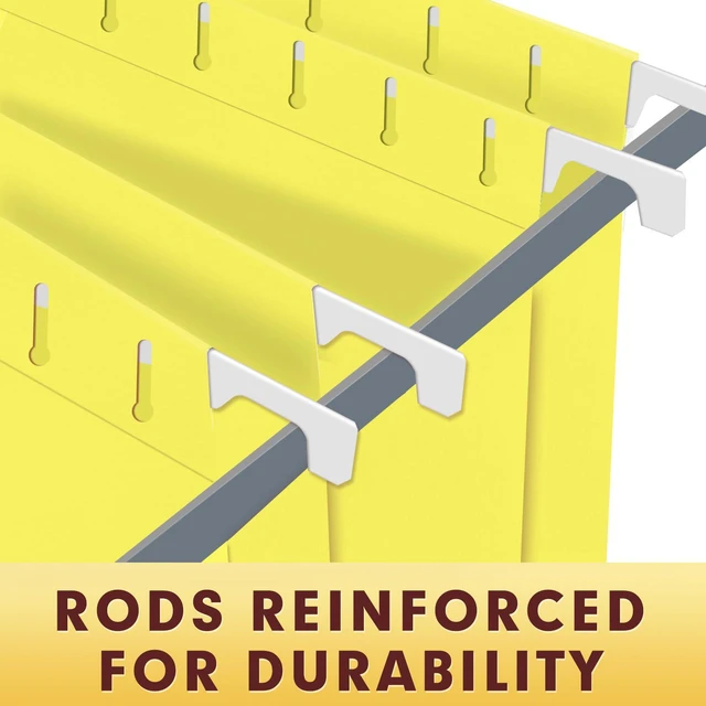 Alt view image 4 of 7 - Hanging File Folders, 30 Pack Reinforced Letter Size Hanging Folders, Designed for Bulky Files, Filing Cabinet, 1/5-Cut Adjustable Tabs (Yellow)