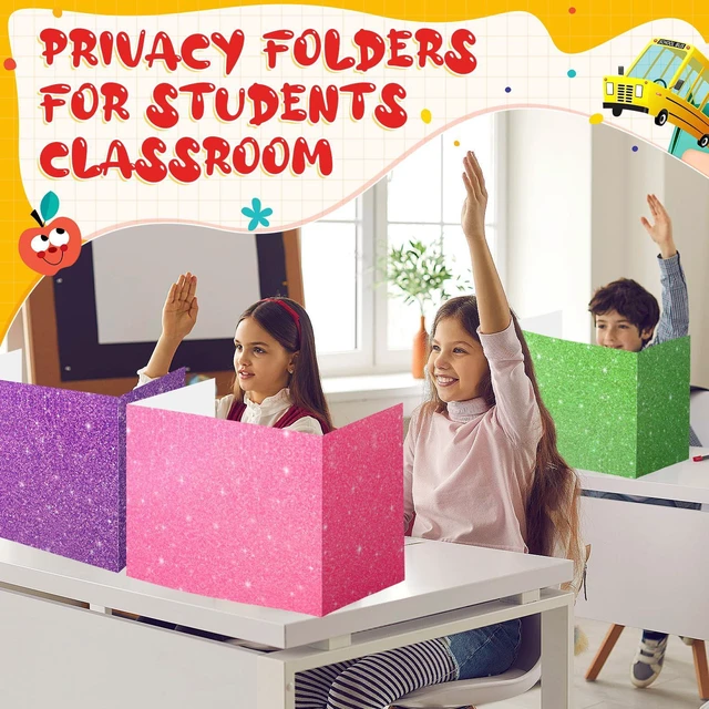 Alt view image 5 of 7 - 30 Pcs Privacy Folders for Students Desk,Crayon,Crayon Color Trifold Desk Dividers for Classroom, Colored Privacy Partition Folders for Student Teacher Desks, 15.8 x 13.4 x 11.81 Inches