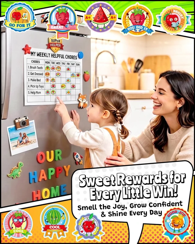 Alt view image 5 of 7 - Reward Smelly Roll Stickers for Kids, 4 Rolls, 1200 PCS 4 Scent Scratch & Sniff Food Theme; Positive Reward for Classroom; Portable Drawer Box for Travel/Car/Airplane; Fruit Scents