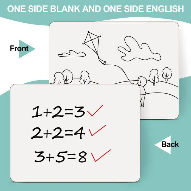 Alt view image 2 of 7 - 30 Pack Small White Boards, 9"x12" Double Sided Personal Dry Erase Boards Portable Handheld Whiteboards for Kids, Students, Teacher School, Include 30 Markers, 30 Erasers, 30 Pen Clips
