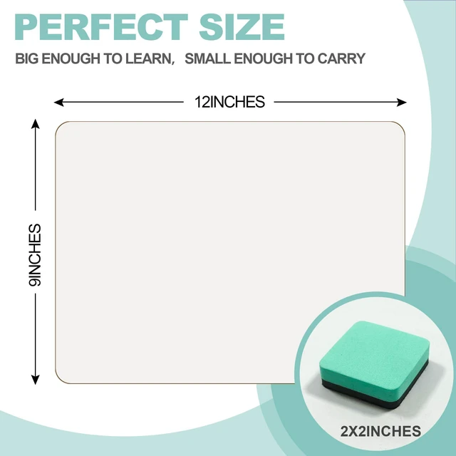 Alt view image 3 of 7 - 30 Pack Small White Boards, 9"x12" Double Sided Personal Dry Erase Boards Portable Handheld Whiteboards for Kids, Students, Teacher School, Include 30 Markers, 30 Erasers, 30 Pen Clips