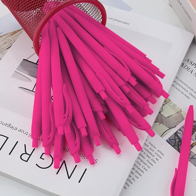 Alt view image 6 of 6 - Pens Bulk, 100 Pack No Bleed Hot Pink Barrel Click Pens, Wholesale Retractable Ballpoint Pens, Medium Point, Smooth Ink, 1.0MM Black Ink