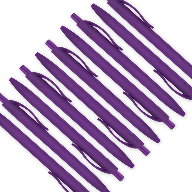 Alt view image 4 of 6 - Pens Bulk, 100 Pack No Bleed Purple Barrel Click Pens, Wholesale Retractable Ballpoint Pens, Medium Point, Smooth Ink Pens, 1.0MM Black Ink