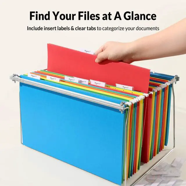 Alt view image 5 of 7 - Hanging File Folders Legal Size, 25 Pack File Folders 1/5-Cut Tabs, Assorted Colors, Stay Organized for Your Home and Office Bulk File and Documents