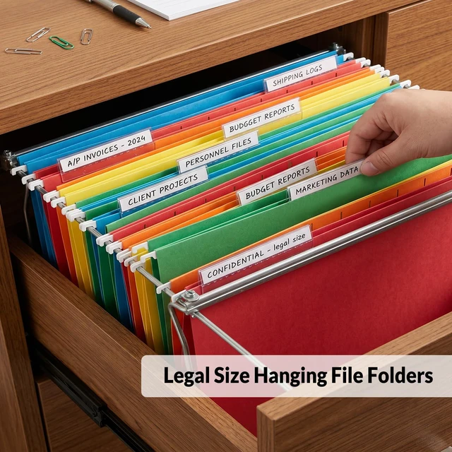 Alt view image 7 of 7 - Hanging File Folders Legal Size, 25 Pack File Folders 1/5-Cut Tabs, Assorted Colors, Stay Organized for Your Home and Office Bulk File and Documents
