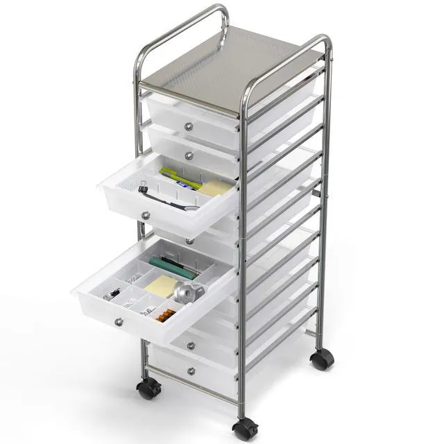Alt view image 6 of 7 - Drawer Organizer Tray, 9 Adjustable Compartments, White For Office, Makeup, and Craft Drawer or Desktop Storage