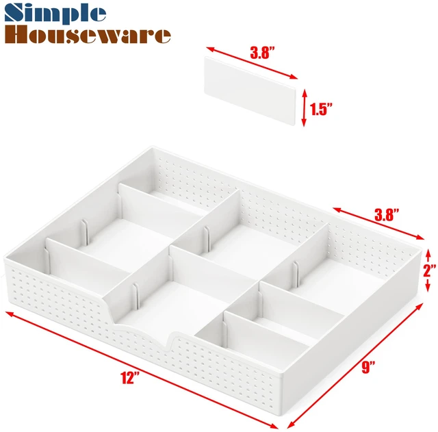 Alt view image 7 of 7 - Drawer Organizer Tray, 9 Adjustable Compartments, White For Office, Makeup, and Craft Drawer or Desktop Storage