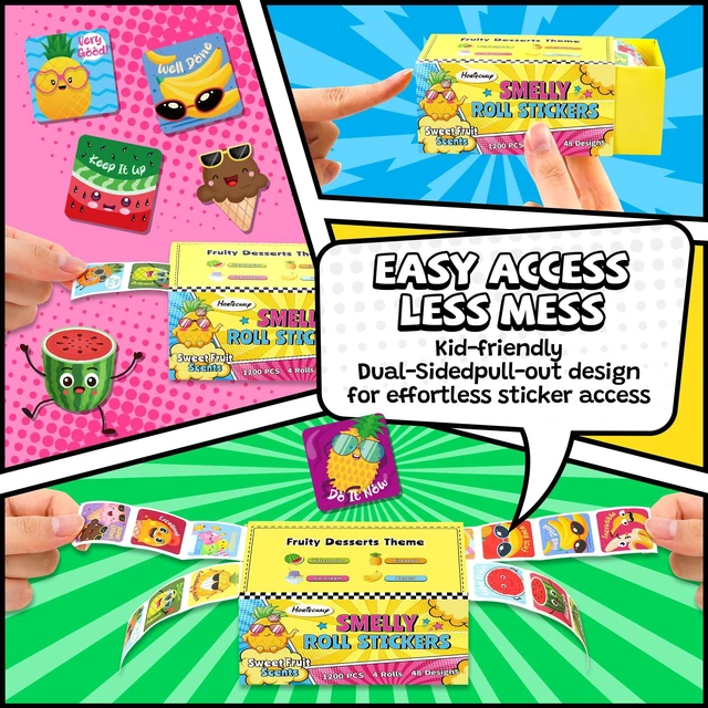 Alt view image 5 of 7 - 1200 Pcs Scratch and Sniff Scented Stickers for Kids 4 Rolls, 0.98 in; Smelly Motivational Reward Stickers; Classroom Teacher Must Haves; School Supplies Incentives for Students
