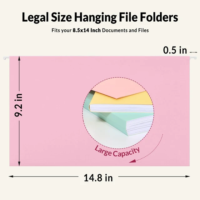 Alt view image 2 of 7 - Hanging File Folders Legal Size, 50 Pack File Folders 1/5-Cut Tabs, 10 Macaron Colors, Stay Organized for Your Home and Office Bulk File and Documents