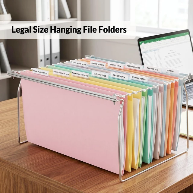 Alt view image 7 of 7 - Hanging File Folders Legal Size, 50 Pack File Folders 1/5-Cut Tabs, 10 Macaron Colors, Stay Organized for Your Home and Office Bulk File and Documents