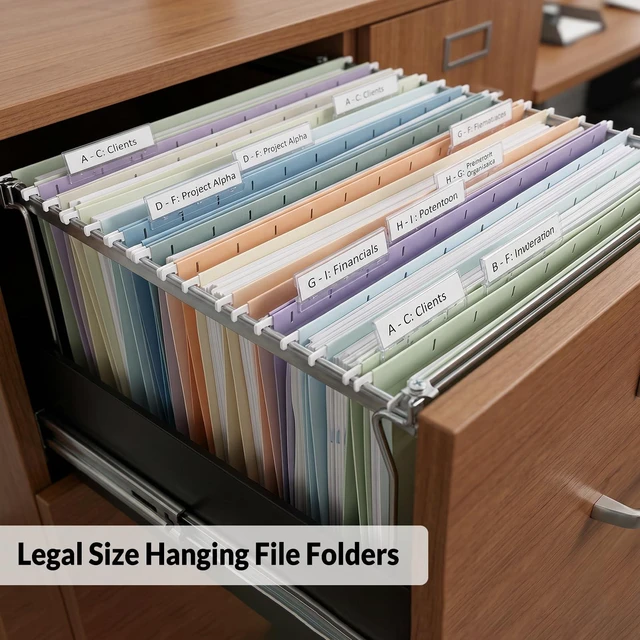 Alt view image 4 of 7 - Hanging File Folders Legal Size, 50 Pack File Folders 1/5-Cut Tabs,10 Pastel Colors, Stay Organized for Your Home and Office Bulk File and Documents