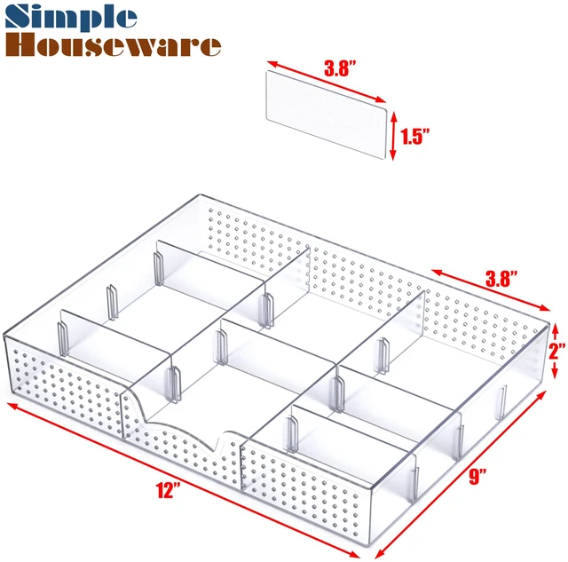 Alt view image 7 of 7 - Drawer Organizer Tray, 9 Adjustable Compartments, Clear For Office, Makeup, and Craft Drawer or Desktop Storage
