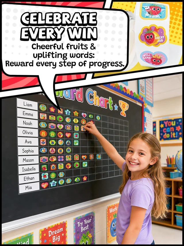 Alt view image 3 of 7 - Scratch and Sniff Reward Stickers for Kids, 4 Rolls 1200 PCS 4 Scent Smelly Stickers Fruit Theme, Positive Reward for Classroom, Teacher, Students