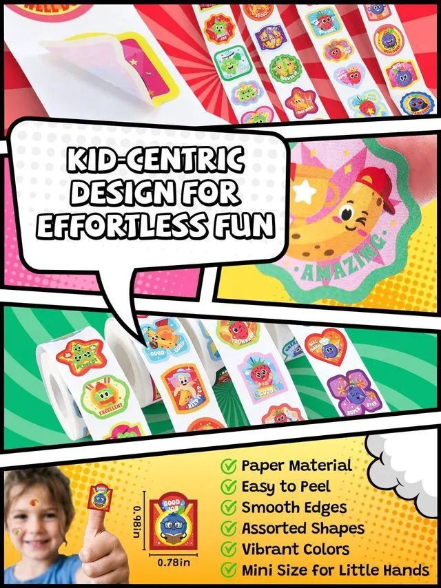 Alt view image 5 of 7 - Scratch and Sniff Reward Stickers for Kids, 4 Rolls 1200 PCS 4 Scent Smelly Stickers Fruit Theme, Positive Reward for Classroom, Teacher, Students