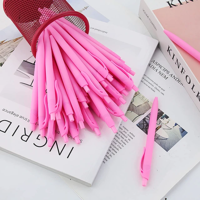 Alt view image 5 of 6 - Pens Bulk, 100 Pack No Bleed Pink Barrel Click Pens, Medium Point, Smooth Ink, 1.0MM Black Ink