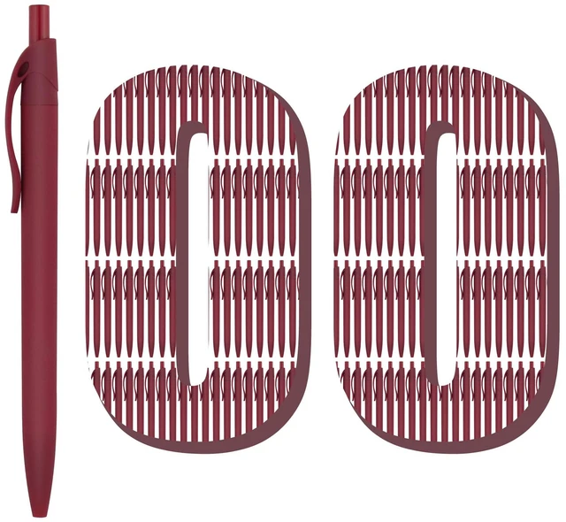 Main image of 100 Pack No Bleed Red Barrel Click Pens, Wholesale Retractable Ballpoint Pens, Medium Point, Smooth Ink, 1.0MM Black Ink