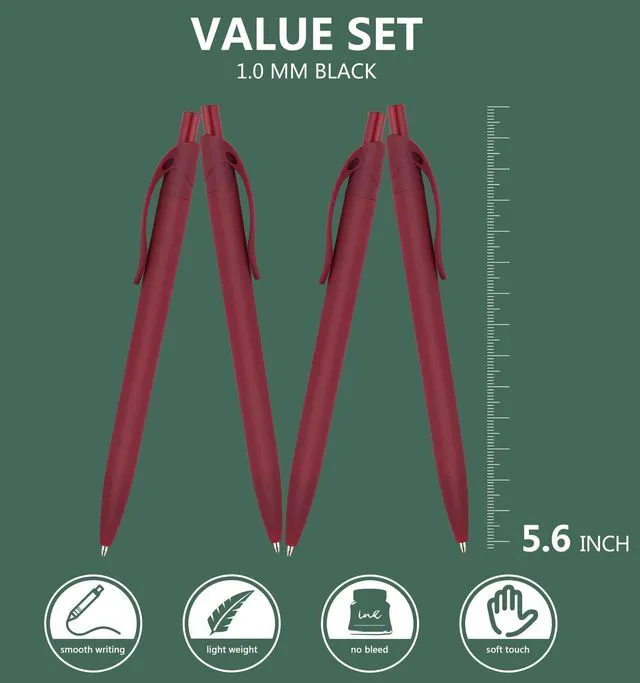 Alt view image 2 of 7 - 100 Pack No Bleed Red Barrel Click Pens, Wholesale Retractable Ballpoint Pens, Medium Point, Smooth Ink, 1.0MM Black Ink