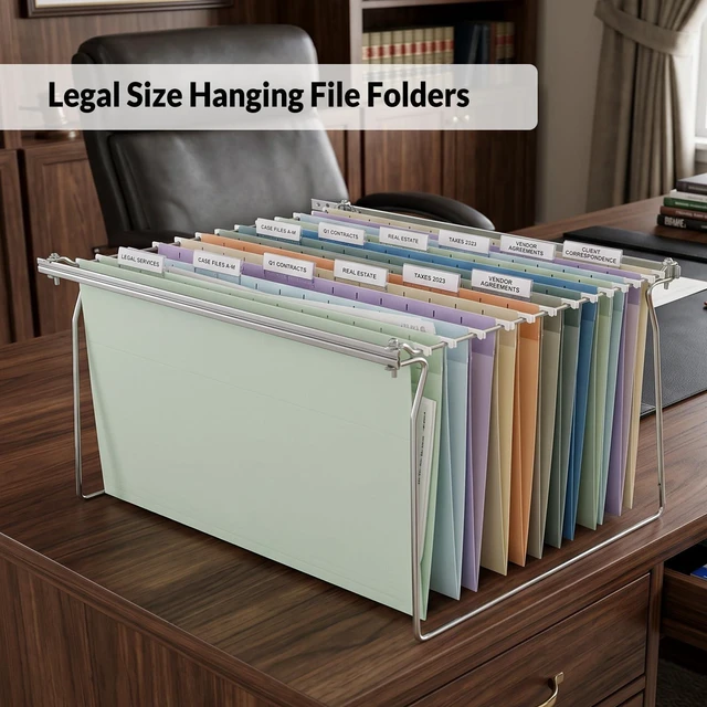 Alt view image 7 of 7 - Hanging File Folders Legal Size, 50 Pack File Folders 1/5-Cut Tabs,10 Pastel Colors, Stay Organized for Your Home and Office Bulk File and Documents