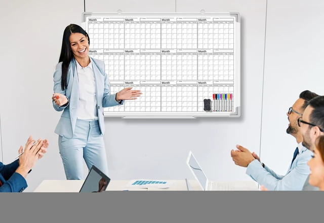 Alt view image 6 of 6 - 36" x 24" Magnetic Horizontal Yearly 12 Month Dry Erase Calendar for Wall 2026 Undated Dry Erase Wall Calendar Planner Aluminum Frame Whiteboard for Home Office Projects Fridge