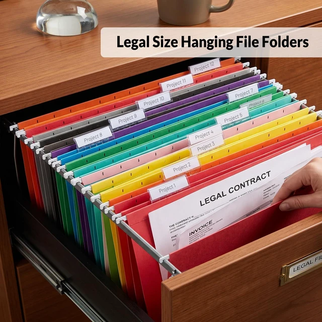 Alt view image 7 of 7 - Hanging File Folders Legal Size, 50 Pack File Folders 1/5-Cut Tabs, 10 Assorted Colors, Stay Organized for Your Home and Office Bulk File and Documents