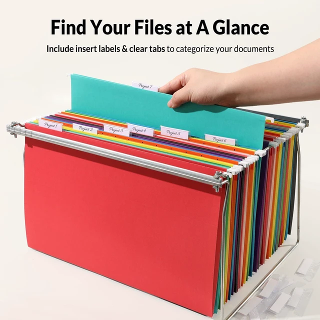 Alt view image 5 of 7 - Hanging File Folders Legal Size, 50 Pack File Folders 1/5-Cut Tabs, 10 Assorted Colors, Stay Organized for Your Home and Office Bulk File and Documents