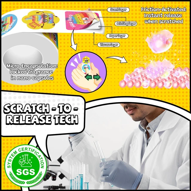 Alt view image 2 of 7 - 1200 PCS Smelly Roll Stickers for Kids, 4 Rolls 4 Scent Scratch & Sniff Food Theme; Positive Reward for Classroom; Portable Drawer Box for Travel, Car, Airplane; 48 Designs