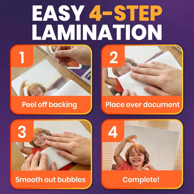 Alt view image 7 of 7 - Self-Adhesive Laminating Sheets, 8.7 x 12.2 in, 3mil, Letter, 100 Pk