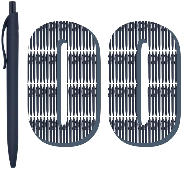 Main image of 100 Pack No Bleed Blue Barrel Click Pens, Wholesale Retractable Ballpoint Pens, Medium Point, Smooth Ink, 1.0MM Black Ink
