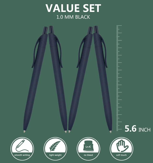 Alt view image 2 of 7 - 100 Pack No Bleed Blue Barrel Click Pens, Wholesale Retractable Ballpoint Pens, Medium Point, Smooth Ink, 1.0MM Black Ink