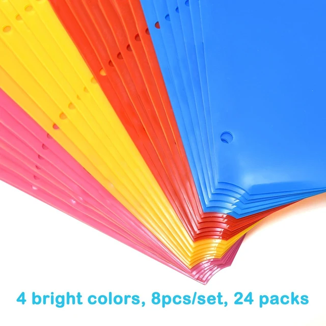 Alt view image 5 of 7 - Plastic 8-Tab Dividers with Two Pockets - 3 Sets, Multicolor Dividers with Pockets for Binders, 24PCS Tab Dividers Assorted Colors