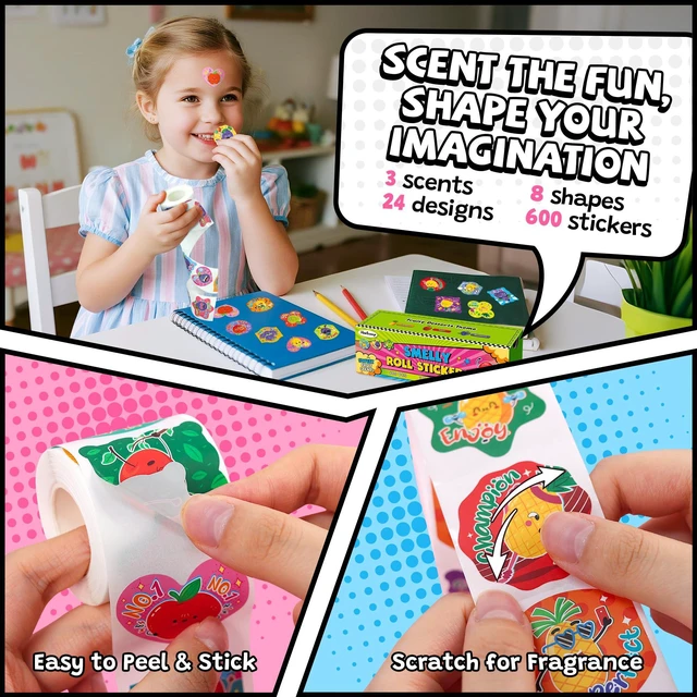 Alt view image 4 of 7 - 600 Pcs Scratch and Sniff Scented Stickers for Kids 3 Rolls, 1.57 Inch; Smelly Motivational Reward Stickers; Classroom Encouragement School Stickers for Teachers, Students