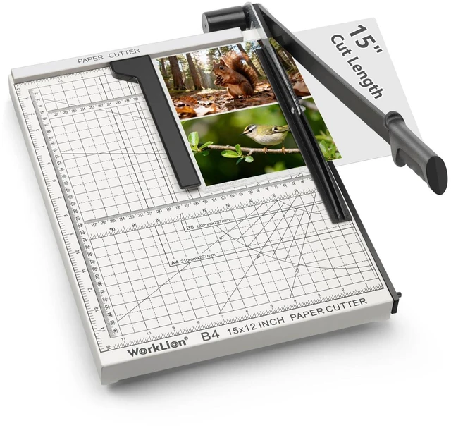 Main image of 15 inch Guillotine Paper Cutter: Precision Paper Trimmer with Safety Lock,15 Sheet Capacity, Thickened Metal Based Cutting Board for Crafting Cardstock Photos Laminatedsheets in Class/Office