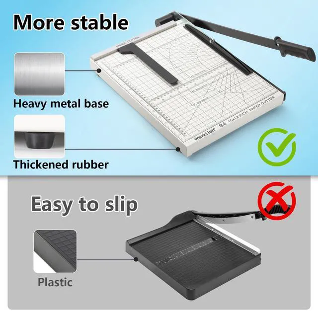 Alt view image 3 of 7 - 15 inch Guillotine Paper Cutter: Precision Paper Trimmer with Safety Lock,15 Sheet Capacity, Thickened Metal Based Cutting Board for Crafting Cardstock Photos Laminatedsheets in Class/Office