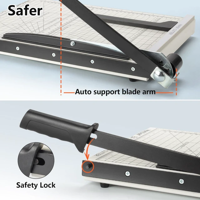 Alt view image 4 of 7 - 15 inch Guillotine Paper Cutter: Precision Paper Trimmer with Safety Lock,15 Sheet Capacity, Thickened Metal Based Cutting Board for Crafting Cardstock Photos Laminatedsheets in Class/Office