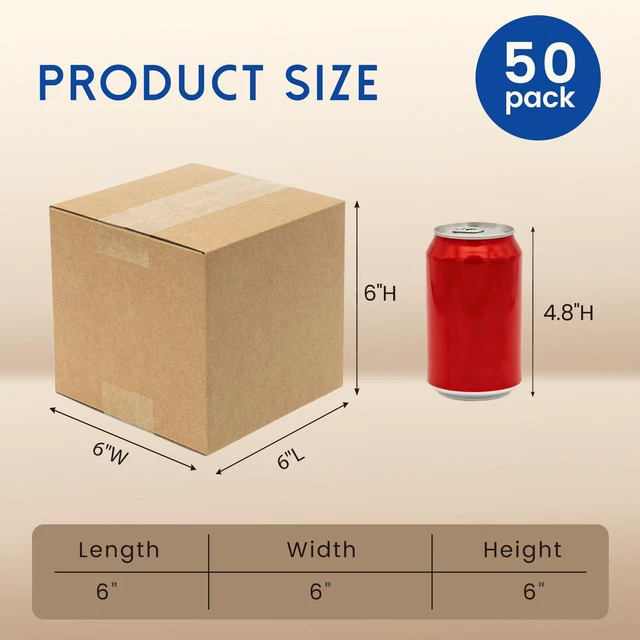 Alt view image 2 of 6 - 6x6x6" Shipping Boxes 50 Pack Small Corrugated Cardboard Box Brown 3 Layers, Bulk quantity, Packaging for Small Business, Mailer Mailing Packing Supplies