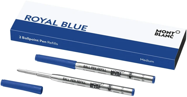 Main image of Ballpoint Pen Refills (M) Royal Blue 124493 Refill Cartridges with a Medium Tip for Ball Pens 2 x Blue Ballpoint Refills