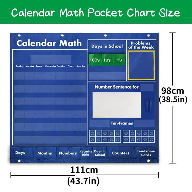 Alt view image 5 of 6 - Math Calendar Classroom Pocket Chart, Classroom Must Haves Printed Days of The Week with CardsLearning for Home or Kindergarten, Teacher Must Have Supplies That Fits Any School Décor