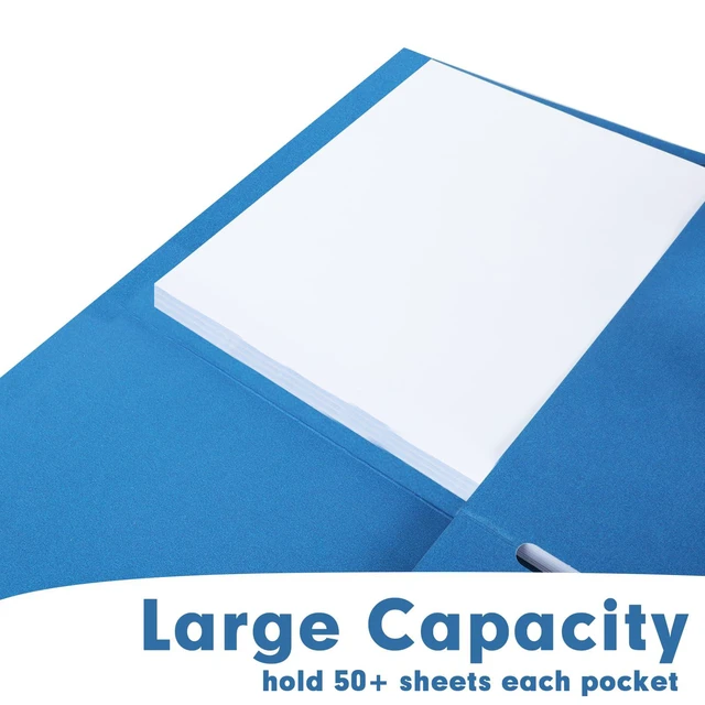 Alt view image 5 of 7 - Two Pocket Folders, 75 Pack 2 Pocket Folders Fit Letter Size Paper, Paper Folders with Pockets for School Office Business Home (Navy Blue)