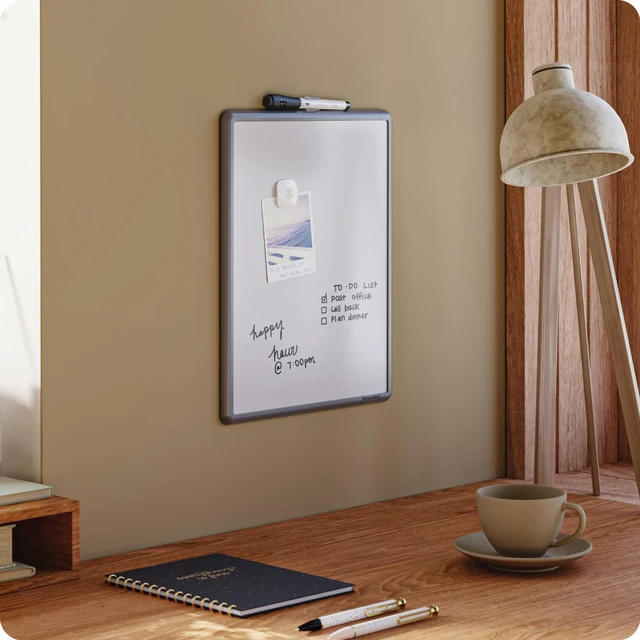 Alt view image 6 of 6 - Contempo Magnetic Dry Erase Board White Board, 11" x 14", Gray Modern Frame, Includes Magnet and Marker