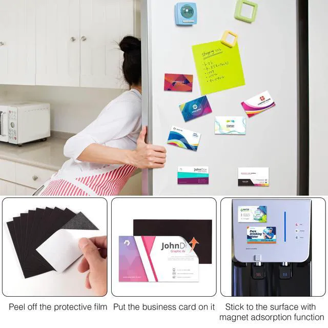 Alt view image 7 of 7 - DIY Magnetic Business Name Card with Self Adhesive Backings,2 X 3½ Inch Bulk Value Pack of 1000PCS,Sticky Anisotropic Magnets Tape,Peel and Stick Magnets for Small Business Essentials
