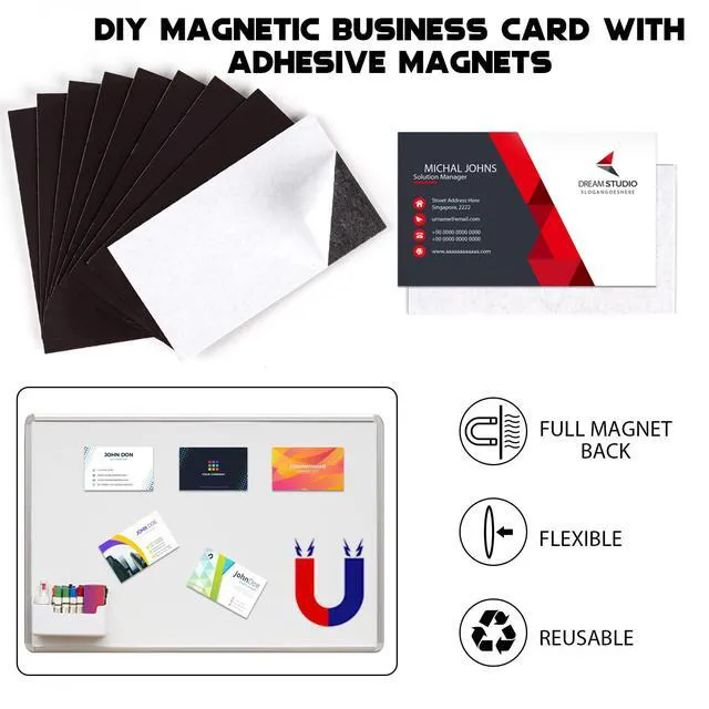 Alt view image 5 of 7 - DIY Magnetic Business Name Card with Self Adhesive Backings,2 X 3½ Inch Bulk Value Pack of 1000PCS,Sticky Anisotropic Magnets Tape,Peel and Stick Magnets for Small Business Essentials