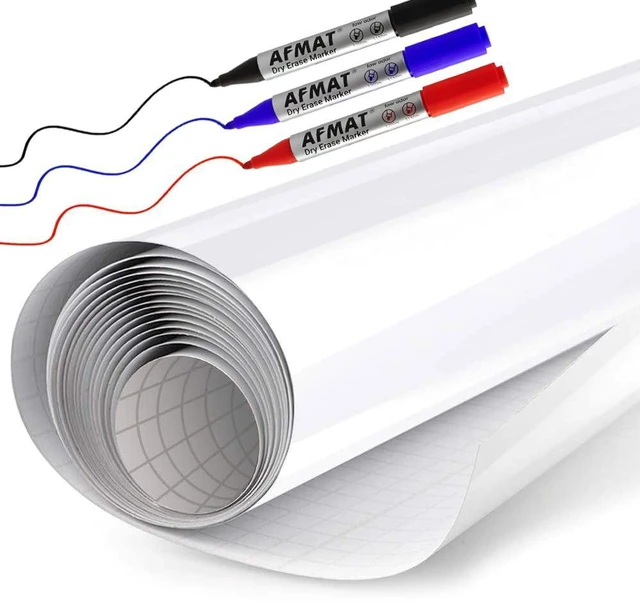 Main image of White Board Sticker for Wall, 1.44x11ft Peel and Stick Whiteboard Wallpaper, Stain-Proof & Super Sticky Dry Erase Wall Decal, Dry Erase Contact Paper Roll Adhesive for Table/Door, 3 Markers WS11