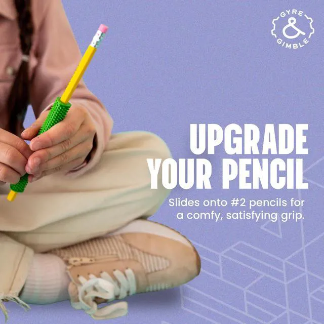 Alt view image 4 of 7 - Textured Silicone Pencil Sleeves for Kids & Adults, For Quiet & Calm Fidgeting, Fits #2 Wooden Pencils - 4 Grips, 2 Pencils