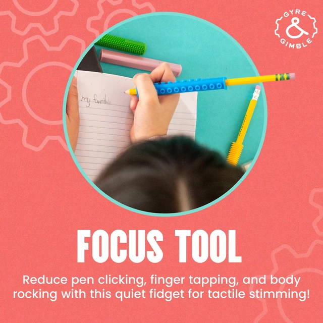Alt view image 3 of 7 - Textured Silicone Pencil Sleeves for Kids & Adults, For Quiet & Calm Fidgeting, Fits #2 Wooden Pencils - 4 Grips, 2 Pencils