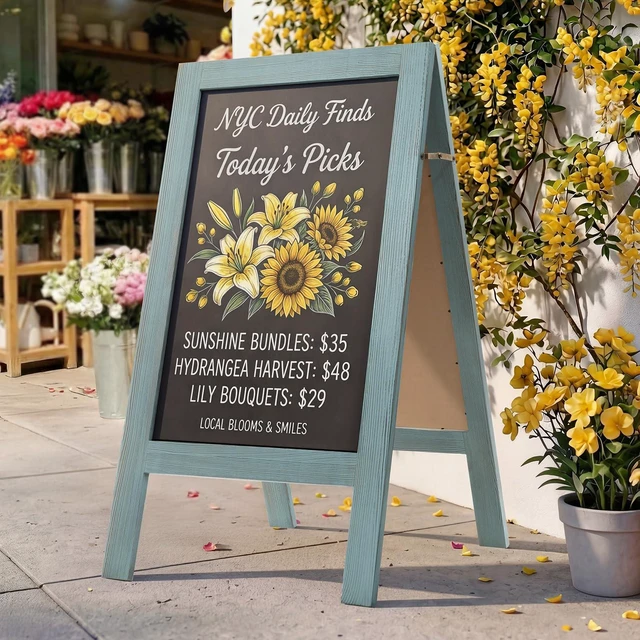 Main image of A Frame Chalkboard Signs 40"x20", Large Freestanding Chalk Board Solid Pine Wood, Widened Frame, Large Writing Area, Stable Structure for Outdoor Use, Great for Bar Wedding and School