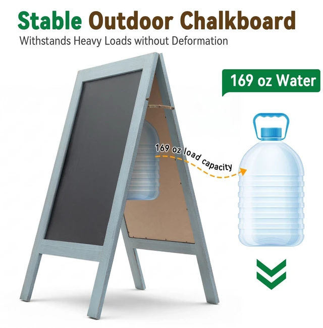 Alt view image 4 of 7 - A Frame Chalkboard Signs 40"x20", Large Freestanding Chalk Board Solid Pine Wood, Widened Frame, Large Writing Area, Stable Structure for Outdoor Use, Great for Bar Wedding and School