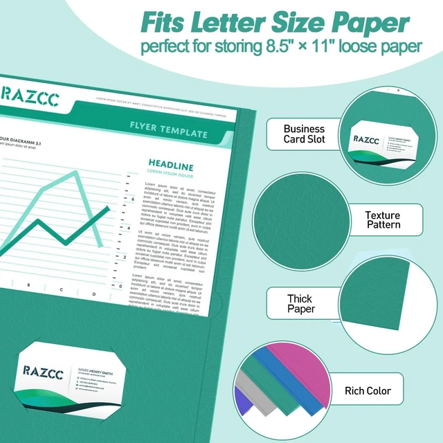 Alt view image 3 of 7 - Two Pocket Folders, 75 Pack File Folders with Pockets Fit Letter Size Paper, Thick Paper File Folder for School Office Business Home, Assorted 5 Colors